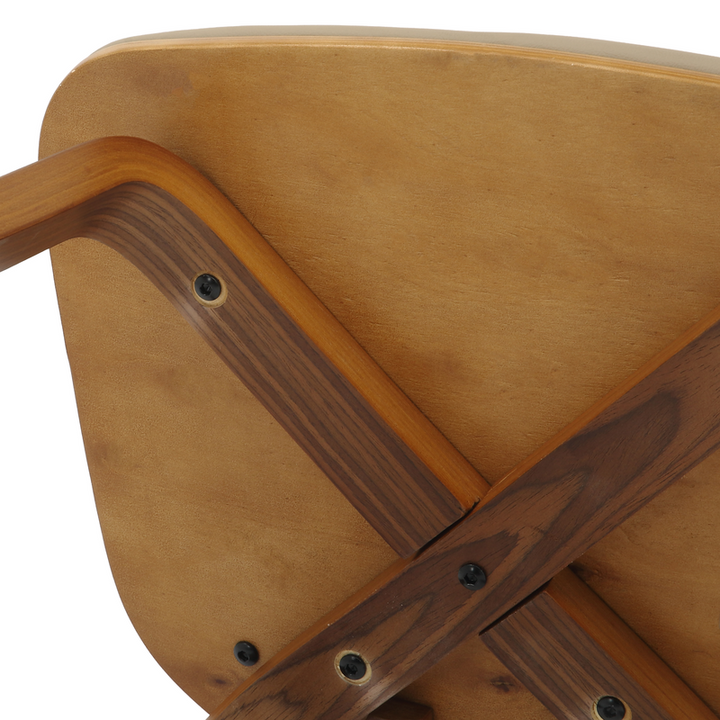 Modern Wooden Dining Chair with Walnut Color Frame in Light Brown in the Clivo Collection Bottom Photo.
