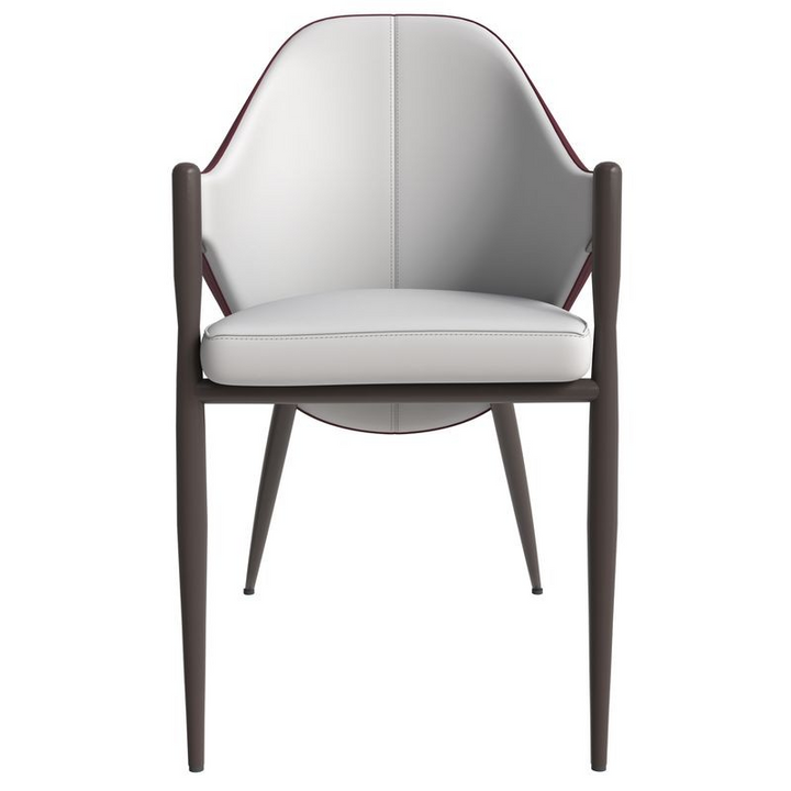 Leisuremod Sante Collection Modern Dining Chair in White/Bordouex
