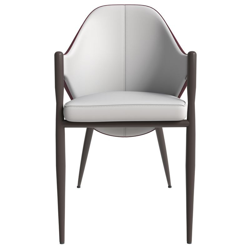 Leisuremod Sante Collection Modern Dining Chair in White/Bordouex