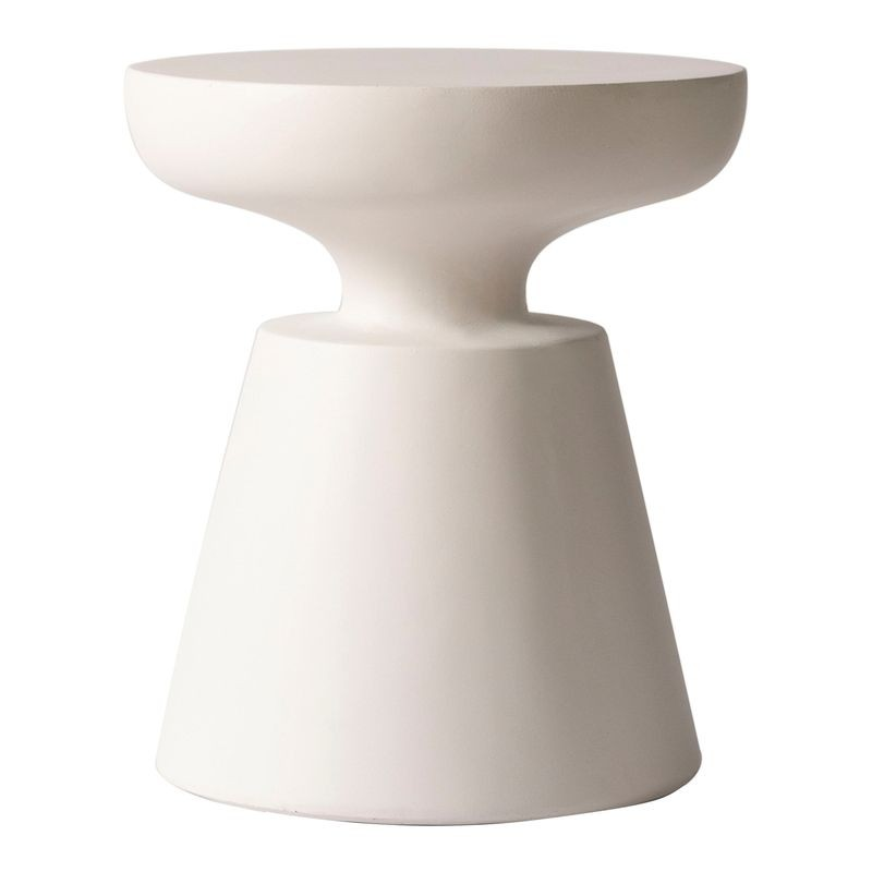 LeisureMod Isle Collection Fiberglass Outdoor Side Table in Cream