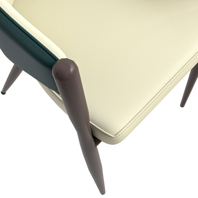 Leisuremod Sante Collection Modern Dining Chair in Cream/Green Closeup.