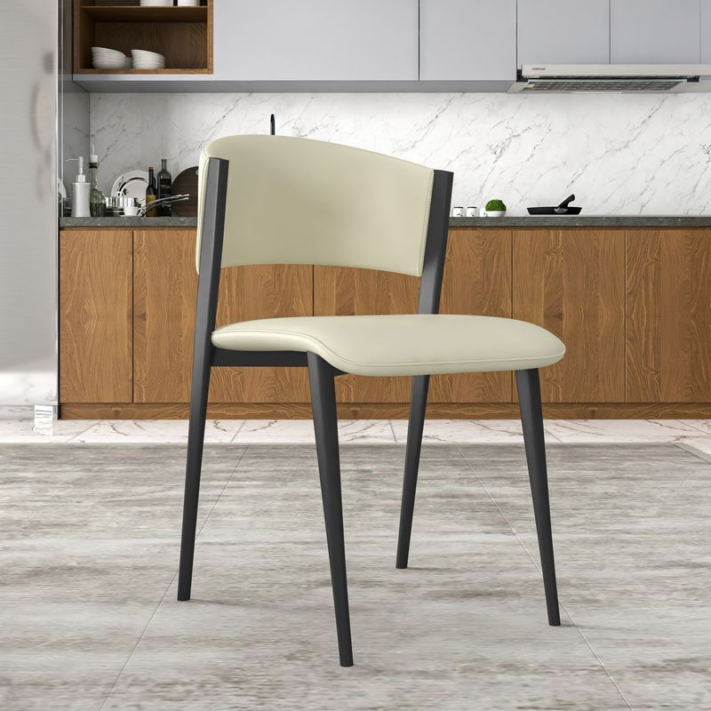 LeisureMod Aspen Collection Modern Dining Chair Black Frame in Light Grey Set of 2