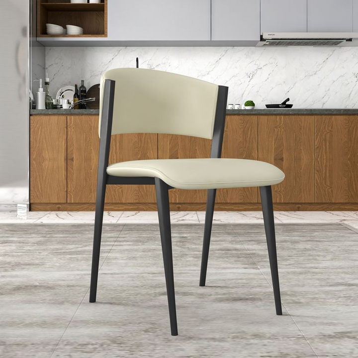 LeisureMod Aspen Collection Modern Dining Chair Black Frame in Light Grey Set of 2