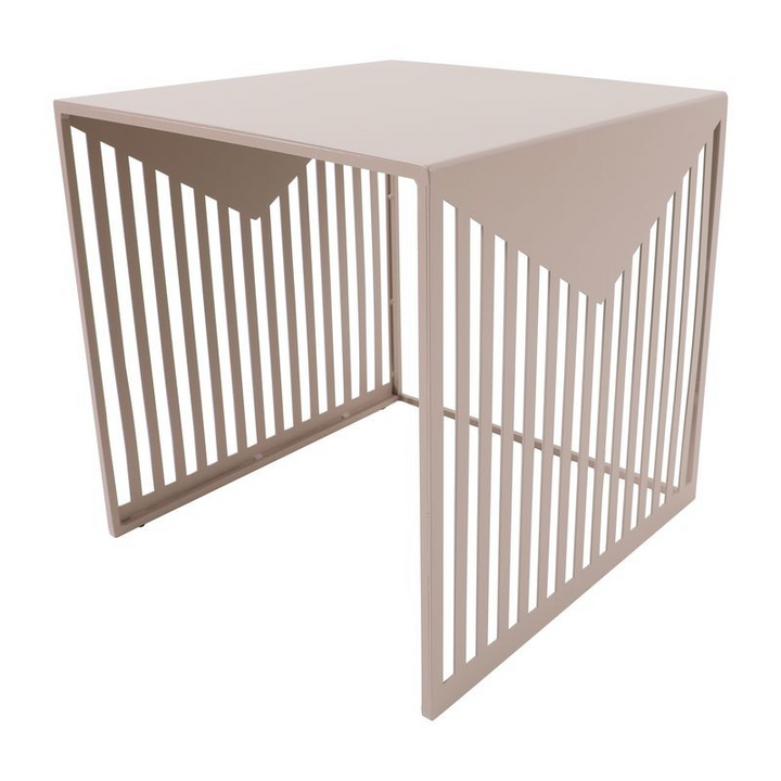 LeisureMod Cisco Modern Square Steel Side Table with Powder Coated Finish Brown Closeup.