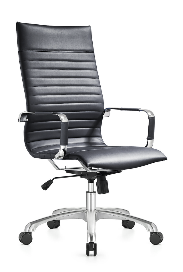 LeisureMod Harris High-Back Office Chair with Swivel Black