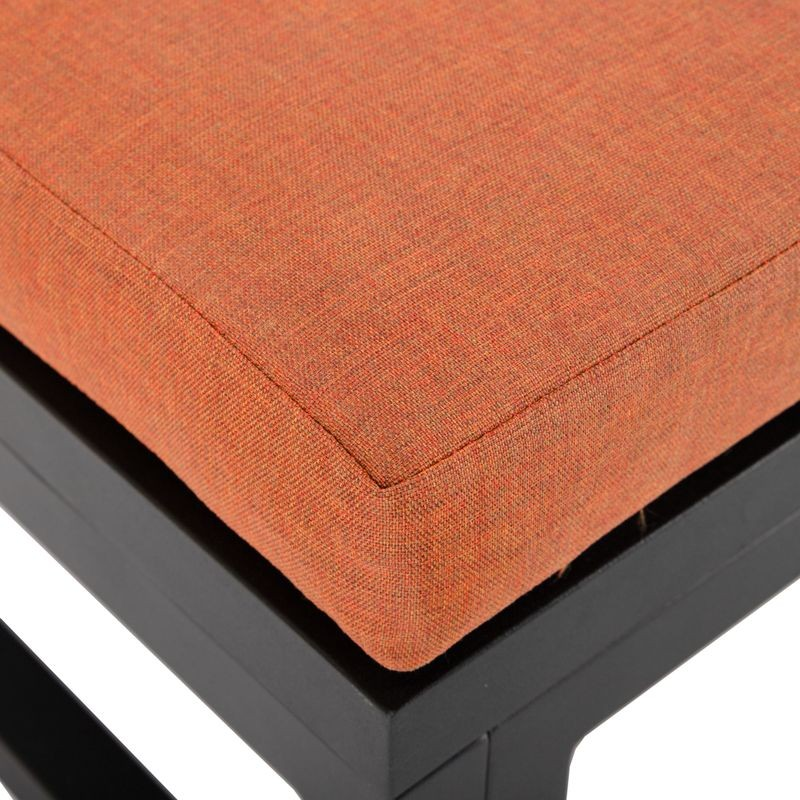 LeisureMod Chelsea Convertible Lounge Reclining Double Chaise with Cushions Orange Closeup.