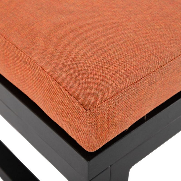 LeisureMod Chelsea Convertible Lounge Reclining Double Chaise with Cushions Orange Closeup.