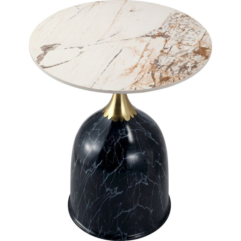 LeisureMod Oslo Collection Modern End Table in Stone Black Top View.