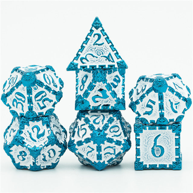 Blue and White Metal Dice（Dagger of Venom）7-Dice Udixi RPG
