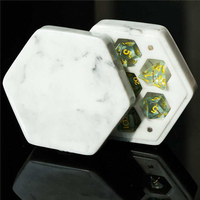 Resin Hexagon Box for Dnd Dice Case (White & Black）