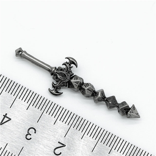Dice Sword Silver 46mm x 9mm Trinket Novelty