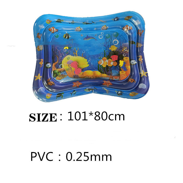 Inflatable water mat with underwater scene design on a white background.