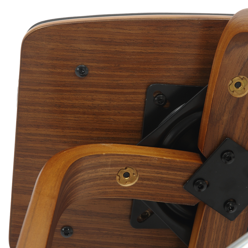 LeisureMod Wooden Counter Stool Square Seat Pelya Collection Modern Style Walnut Color in Black Bottom.