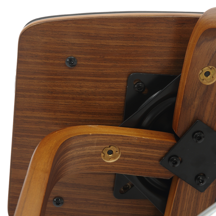LeisureMod Wooden Counter Stool Square Seat Pelya Collection Modern Style Walnut Color in Black Bottom.