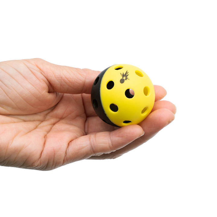 Moment Pickleblasters 2-Color Mini Plastic Indoor/Outdoor Practice Balls for Pickleball Training in Fingers.