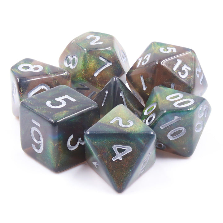 Night Wish: Smoke Grey Glitter Iridescent Effect 7-Dice Set