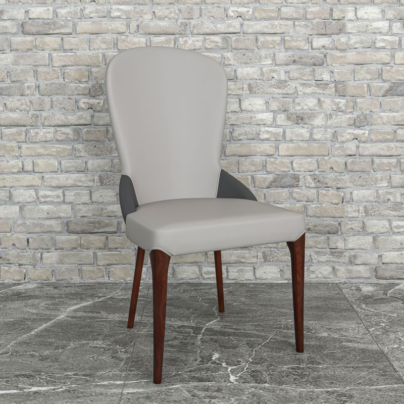 LeisureMod Havana Collection Modern Wooden Dining Chair in Grey