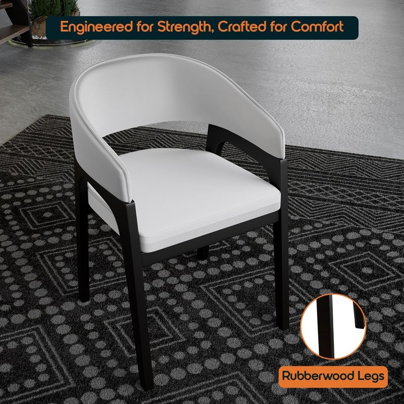Leisuremod Cali Collection Modern Dining Chair in White on Carpet.
