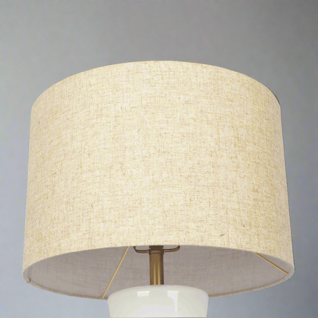 Cascade Glass Lamp Golden Base Off White Glass Table Lamp Zoomed Shade.