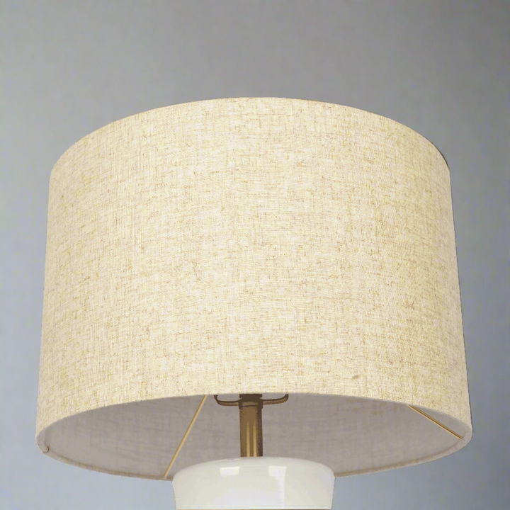 Cascade Glass Lamp Golden Base Off White Glass Table Lamp Zoomed Shade.