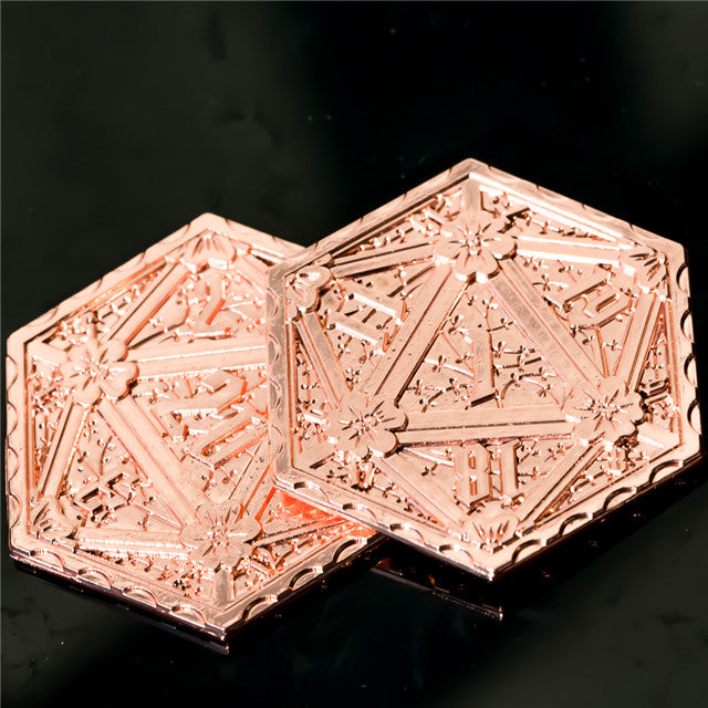 Copper d2 Coin Shaped like d20 Solid Copper Rose Gold Color