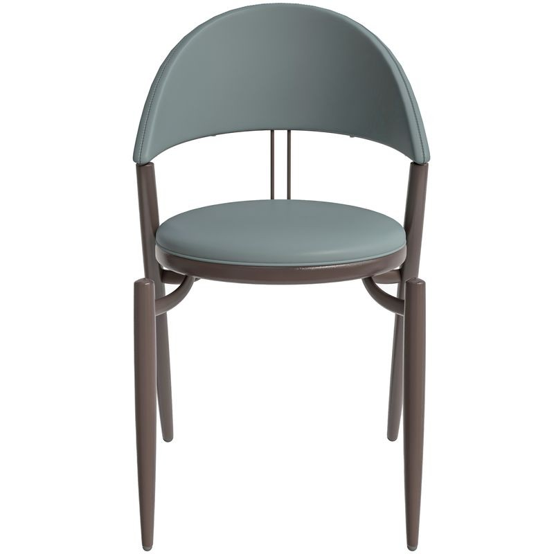 LeisureMod Venice Collection Modern Dining Chair In Light Grey Front View.