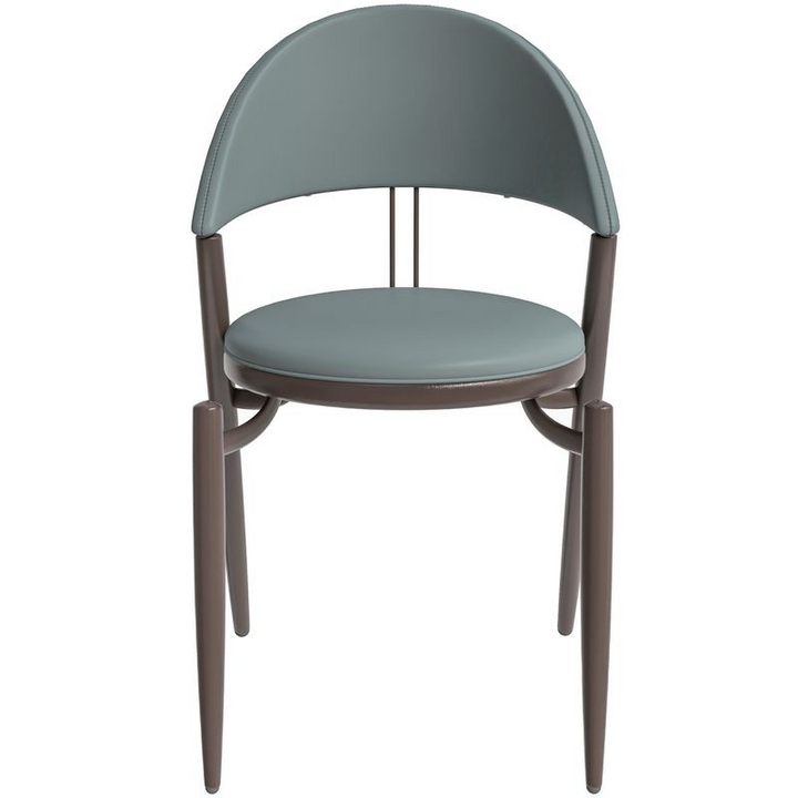 LeisureMod Venice Collection Modern Dining Chair In Light Grey Front View.