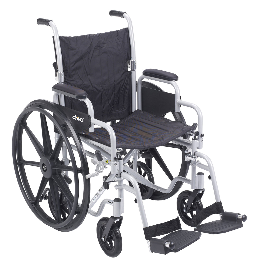 Poly Fly Light Weight Transport Chair Wheelchair with Swing Away Footrests, 20" Seat