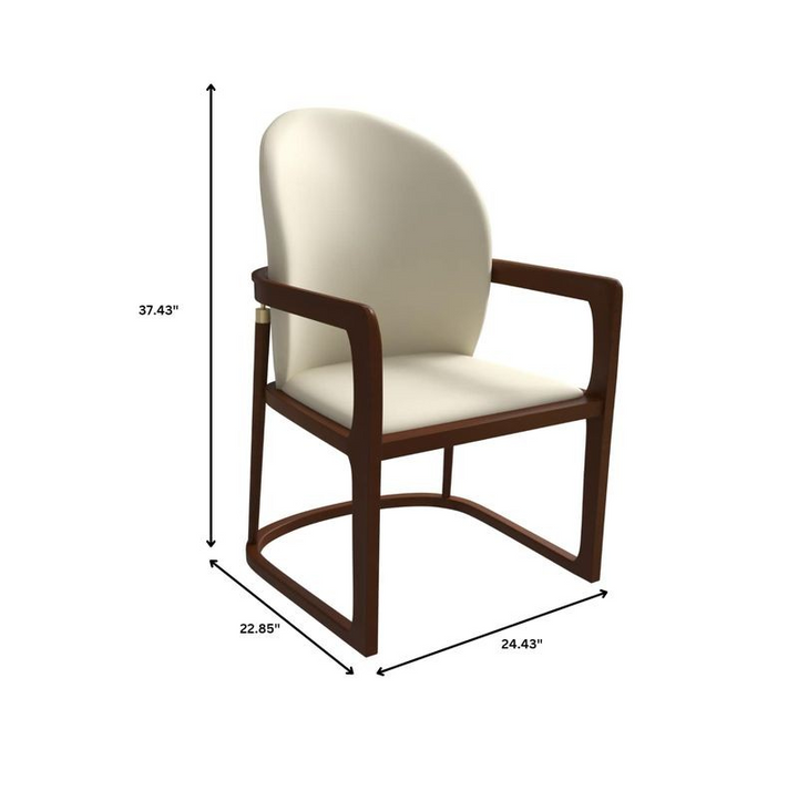 LeisureMod Svelta Elegant Wooden Dining Chair in Cream