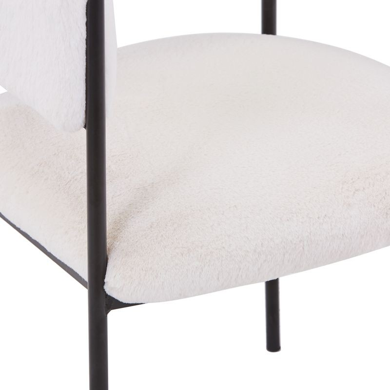 LeisureMod Cyril Collection Modern Chair in White Faux Fur Closeup.