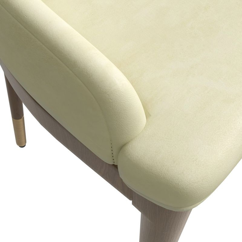Leisuremod Viva Collection Modern Wooden Dining Chair in Cream Closeup.