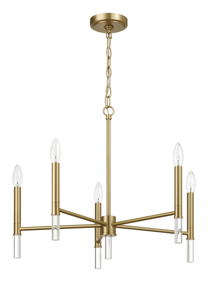 Courtyard Five Light Golden Brass Candle Light Chandelier 24"W × 17.75"H