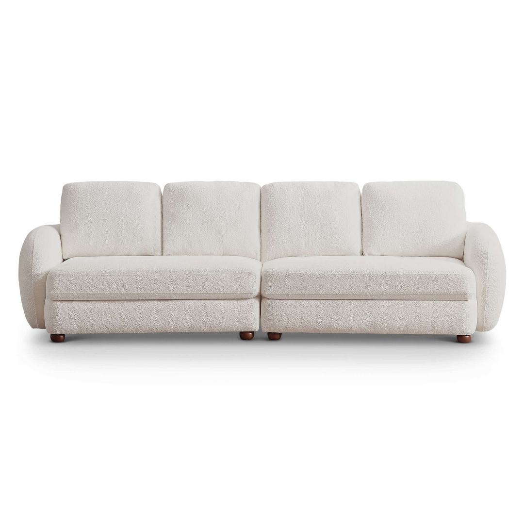 Paton 114.5'' Boucle Fabric Sofa Front View.