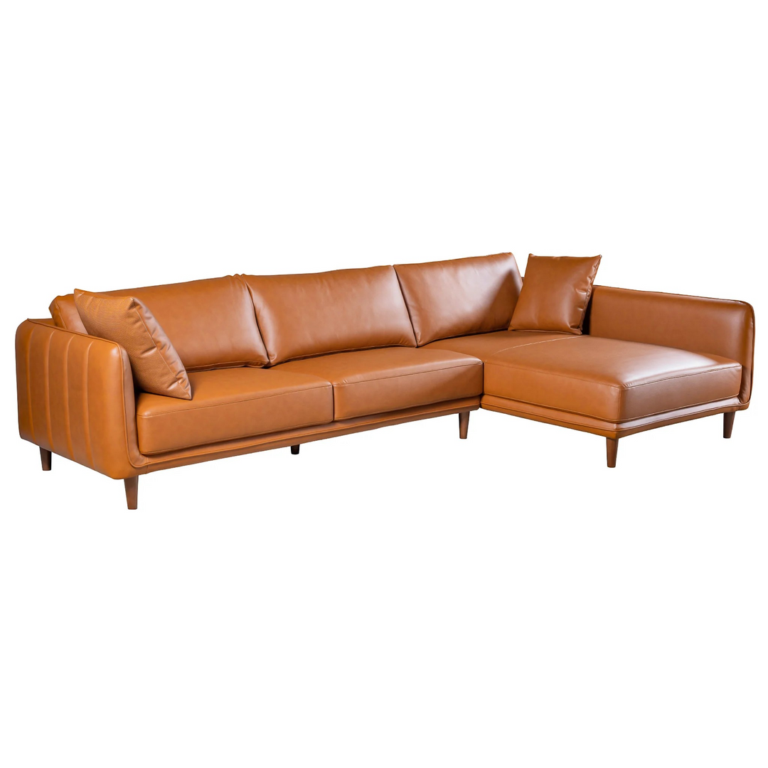 Cairo Sectional Right Sofa - Cognac Vegan Leather Right Angle