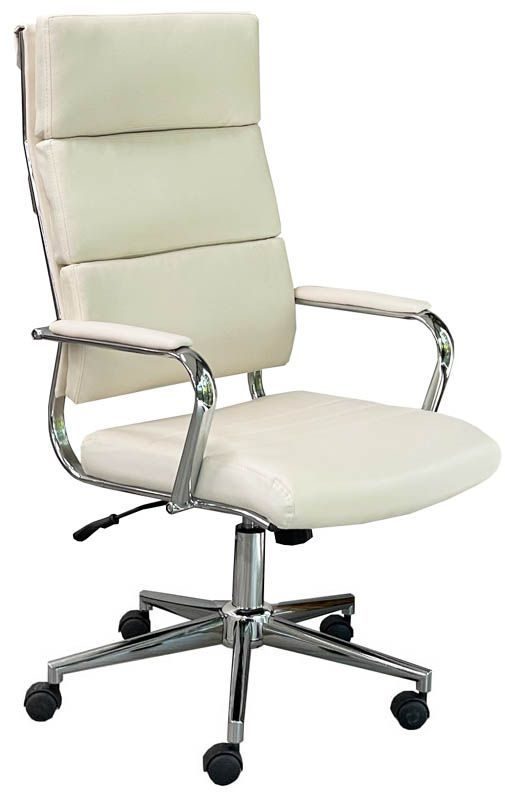 Cream Leather High Back Office Chair