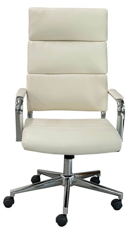 Cream Leather High Back Office Chair Front