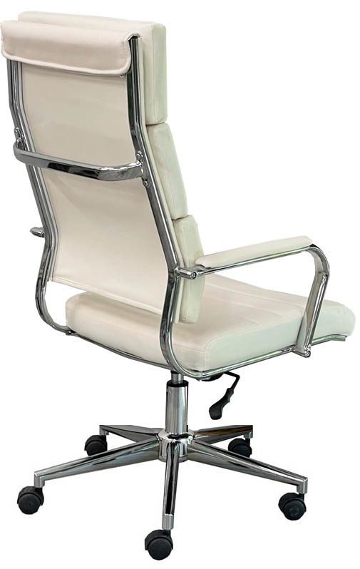 Cream Leather High Back Office Chair Back View