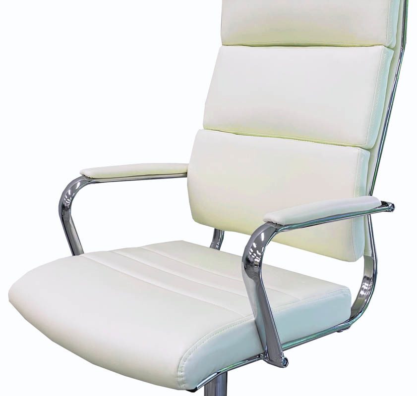 Cream Leather High Back Office Chair Zoomed