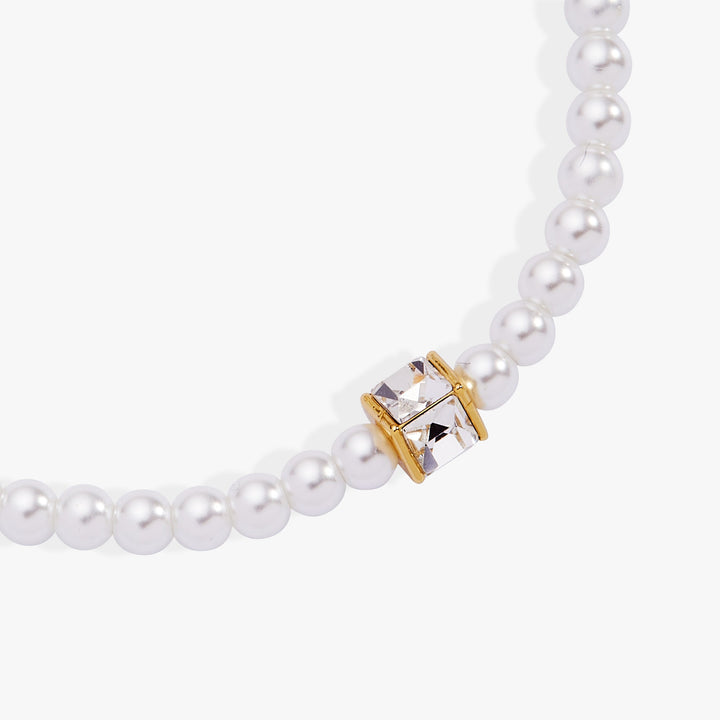 Crystal and Pearl Beaded Stretch Bracelet