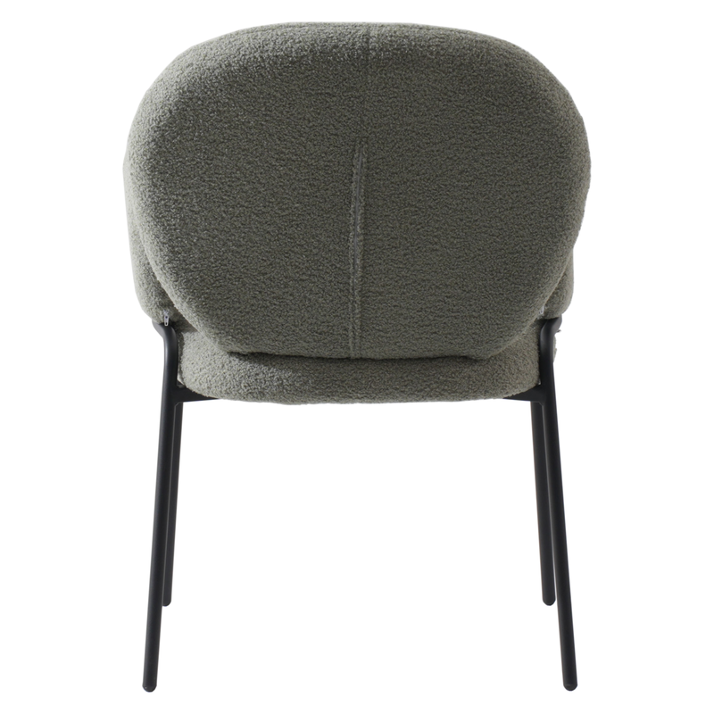 Leisuremod Celestial Series Boucle Dining Armchair with Black Frame and Green Fabric Set of 2