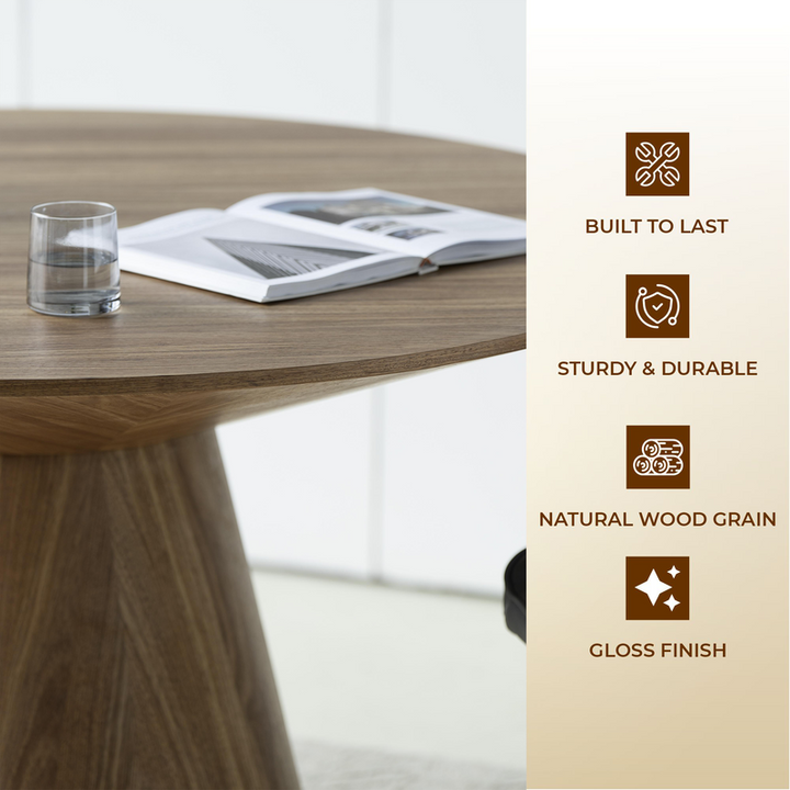Leisuremod Fynix Collection Modern Dining Table in Natural Wood Details.