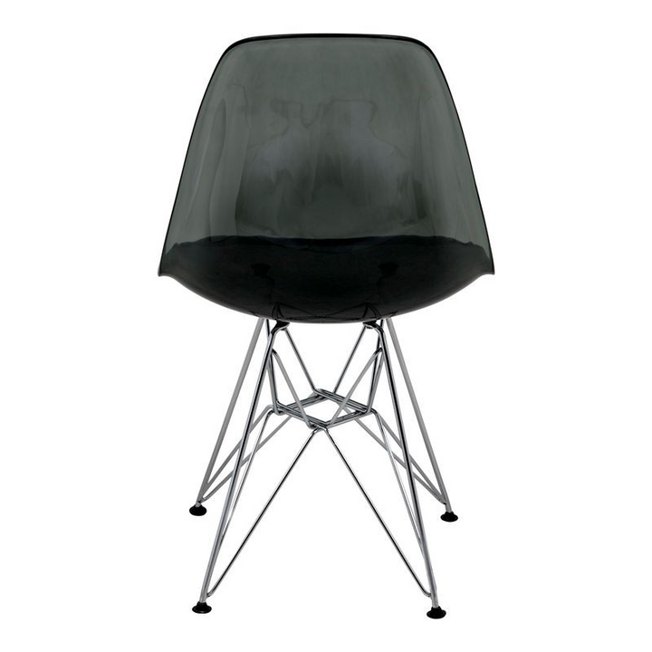 LeisureMod Cresco Molded Eiffel Side Chair Transparent Black Back View.