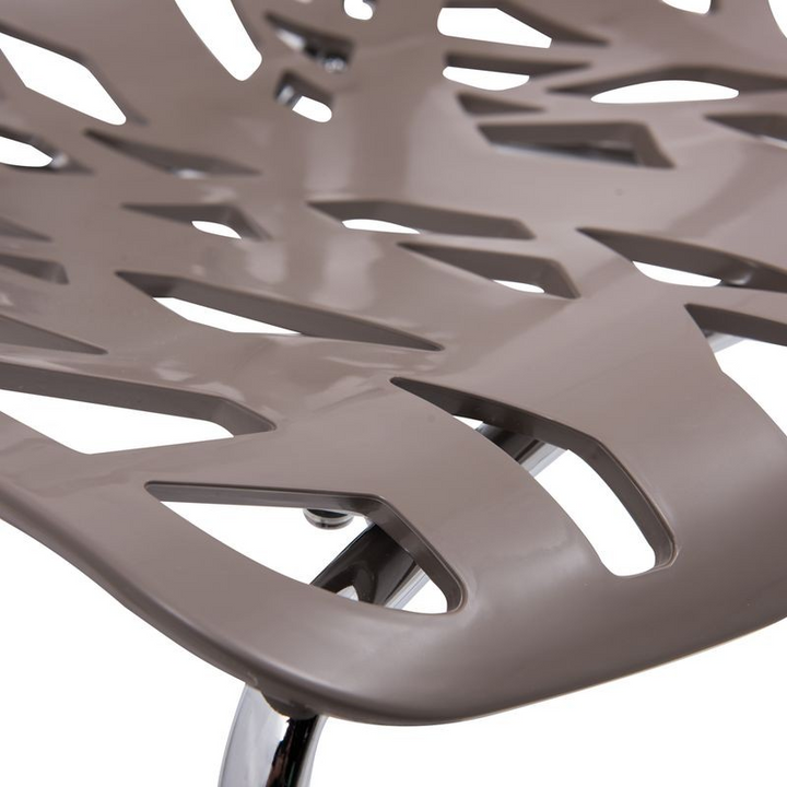 LeisureMod Modern Asbury Dining Chair w/ Chromed Legs Taupe Zoomed.