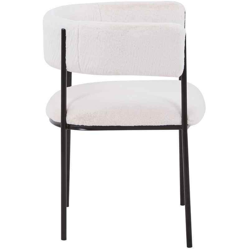 LeisureMod Cyril Collection Modern Chair in White Faux Fur Side View.