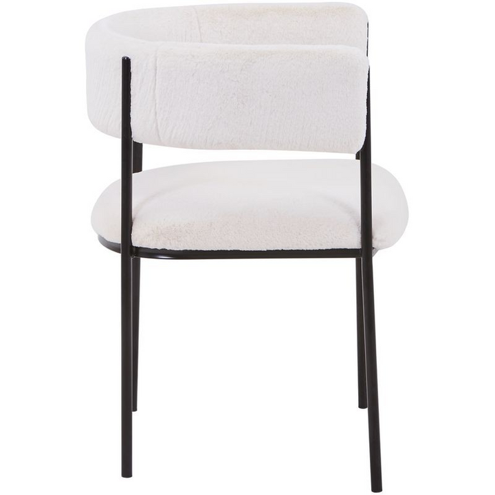 LeisureMod Cyril Collection Modern Chair in White Faux Fur Side View.