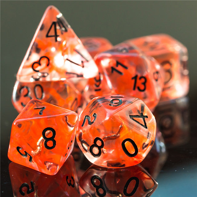 Rogue (Dagger) Clear Red Dice w/ Golden Dagger 7-Dice Set Rpg