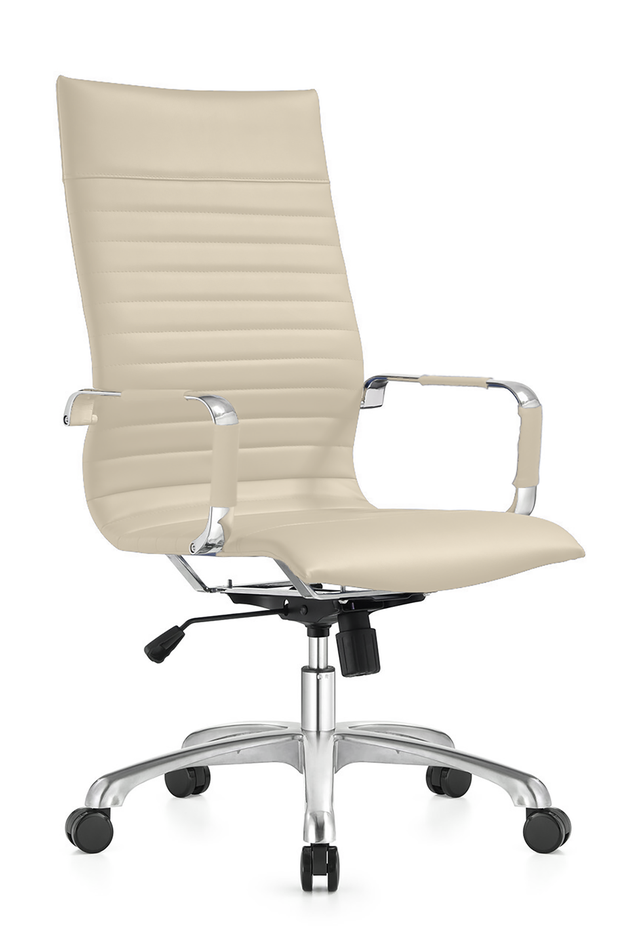 LeisureMod Harris High-Back Office Chair with Swivel Tan