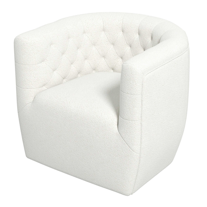 Delaney Cream Boucle Swivel Chair Closeup.
