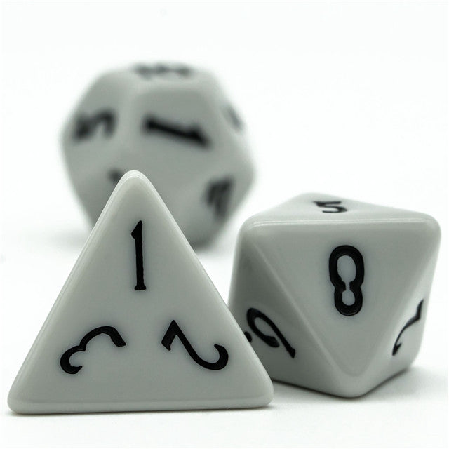 Dark Grey Homage 7-Dice Set w/Black Numbers Minimalist