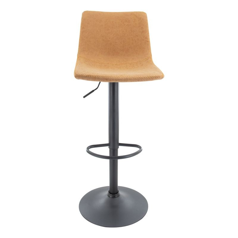 LeisureMod Tilbury Modern Adjustable Bar Stool with Footrest and 360-Degree Swivel in Light Brown Front View.